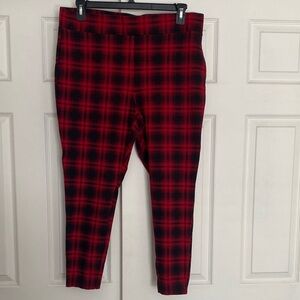 LOFT Red and Black Checkered Pants